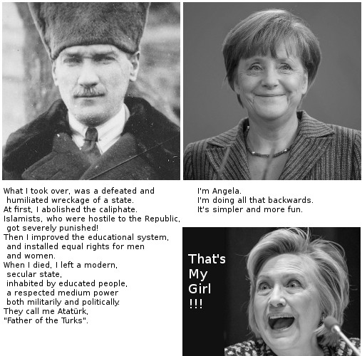 Atatürk, Merkel and Clinton, english version