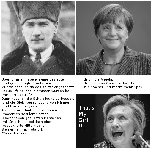 Atatürk, Merkel und Clinton