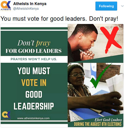 Atheists in Kenya: Don't pray, vote!