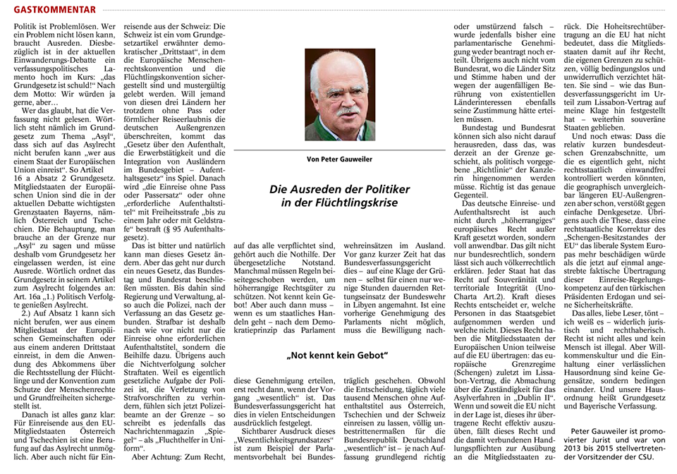 Artikel von Peter Gauweiler