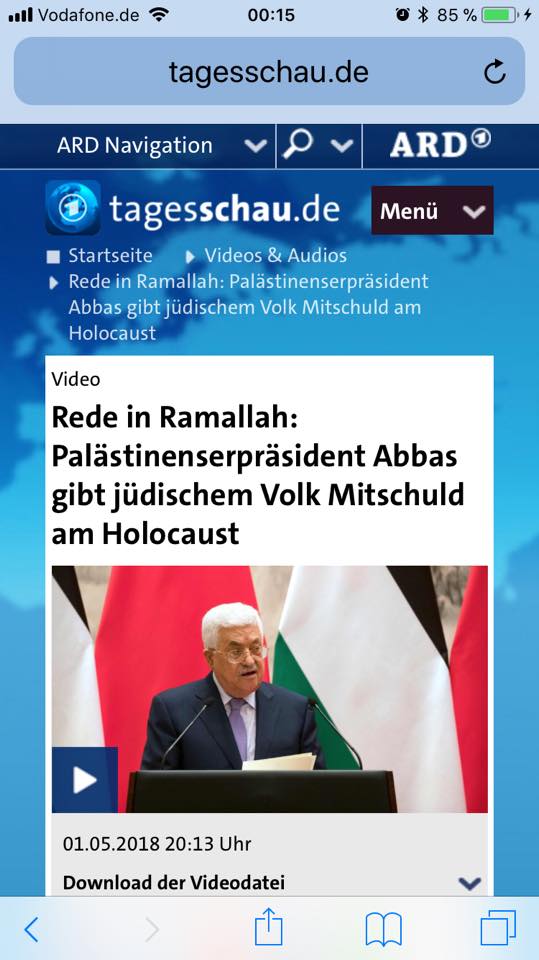 Tagesschau gibt Abbas' Antisemitismus unkommentiert weiter